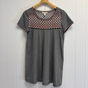 Lark & Ro Shift Dress Women Medium Black Pink Floral Preppy Summer Whimsical‎